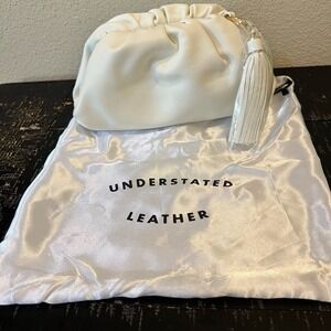 NWT Understated Leather Women's Crescent Clutch Handbag‎ Vegan Leather - White